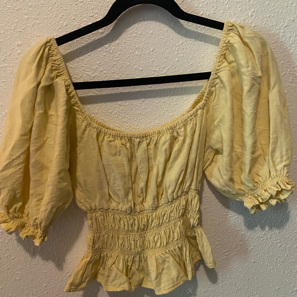 Forever 21 Yellow Puff Sleeve Blouse